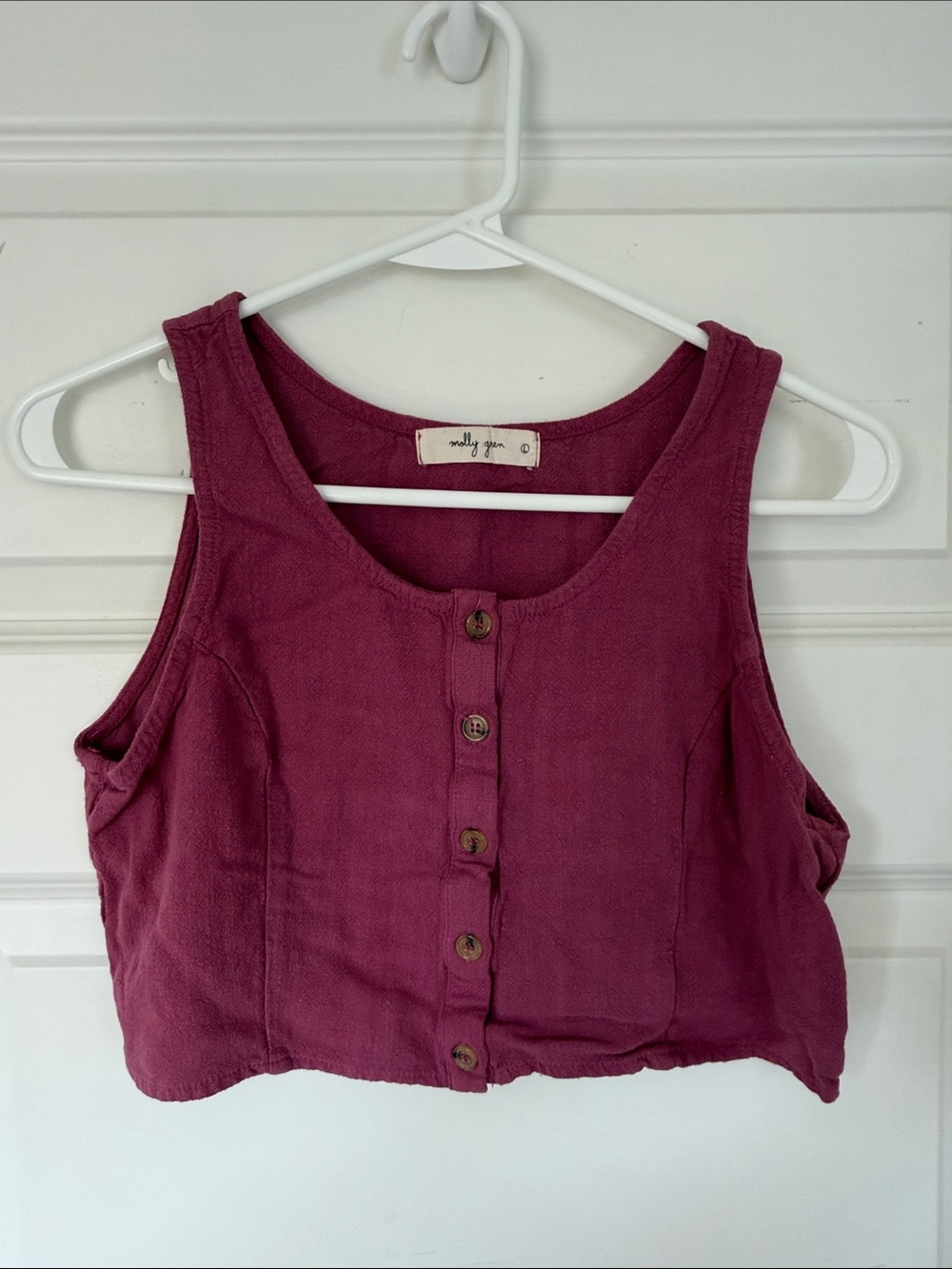 Molly Green Plum Button-Front Cropped Tank Top - Women